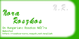 nora roszkos business card